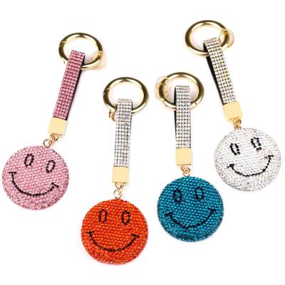 China Wholesale Personalized Lucky Colorful Crystal Rhinestone Smile Face Pendant Designers Lock Chain Accessories For DIY Jewelry for sale