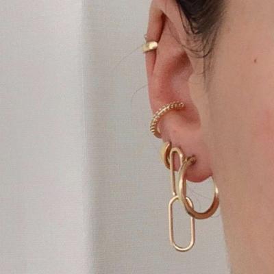 China Environmental Friendly Stainless Steel Single Double U Shape Small Square Asymmetrical Stud Earrings For Women for sale