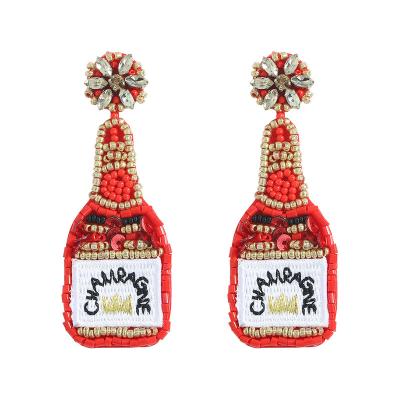 China New Design Jewelry Boho Large Ethnic Drop Earrings Handmade Rice Seed Seed Beading Earrings For Women for sale