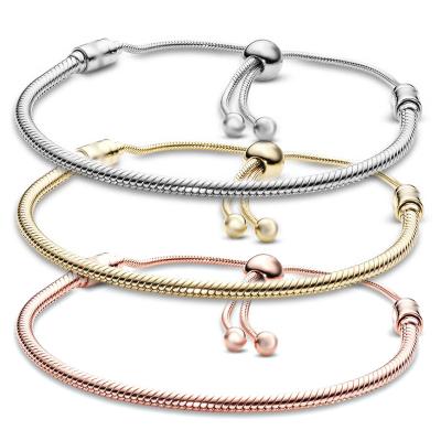 China Accessories Environmental Adjustable Beaded Gold Plated Thin Designer Diy Charms Pull Braceletsnake Bone Chain Bracelet for sale