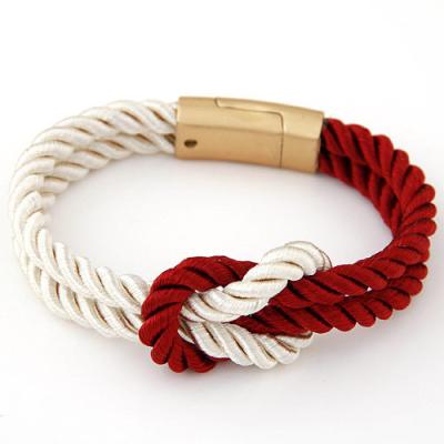 China TRENDY Fashion Braided Rope and Gold Plated Twisted Knot Bracelets Woven Magnetic Loop Bracelets for Women and Men for sale