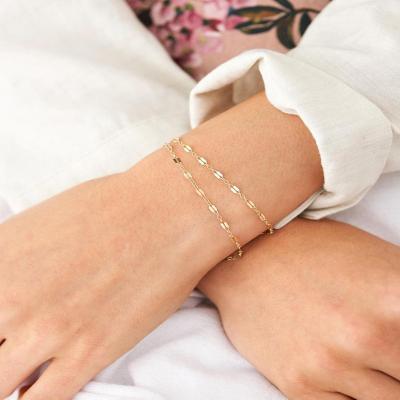 China Environmental Friendly Minimalist Jewelry Stainless Steel Lip Chain Bracelet Gold Plated Two-Layer Bracelet For Women for sale