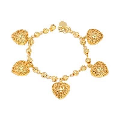 China FASHIONABLE JSL-235 24k gold plated charm bracelet adult volume supplies custom heart charm bracelet jewelry for sale