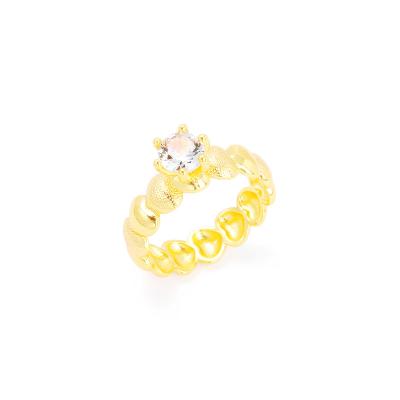 China JXX New Style FASHIONABLE Ladies Rings Exquisite Simple Heart 24K Gold Plated White Zircon For Women Gift Wedding Jewelry Wholesale for sale