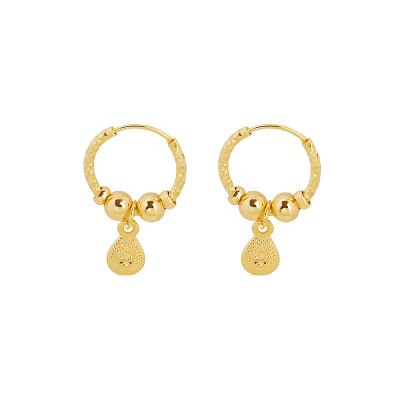 China JXX 2022 New Fashion Factory Design 24k Gold Mini Huggie Hoop Drop Charm Brass Earring Cute Round Design for Women and Girl for sale