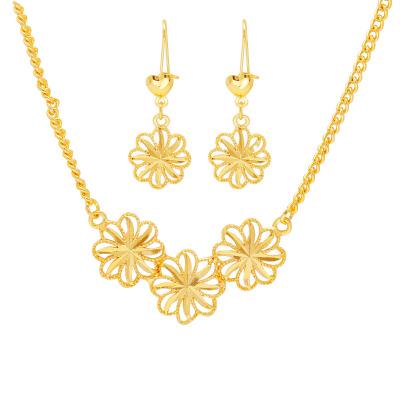 China JXX FASHIONABLE 24K Gold Brass Fine Flower Shape Indian Woman Necklace Set Jewelry , Women Jewelry Set African for sale