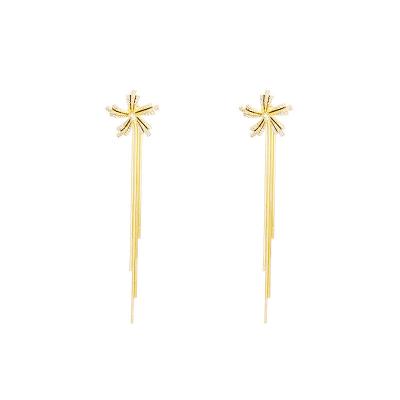 China JXX HB-135A 2021 Latest Delicate High Quality Ladies Romantic Flower Tassel Design Jewelry Stud Earrings Zircon With Long Tassel Earring for sale