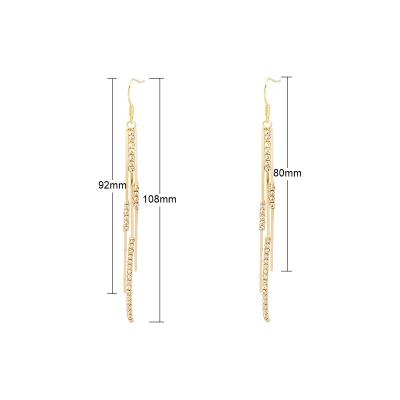 China Career JXX HB-62C Women's Zircon Hook Earrings 18k Gold Plated Earring Product/Office/Product Long Romantic Tassel Earrings for sale