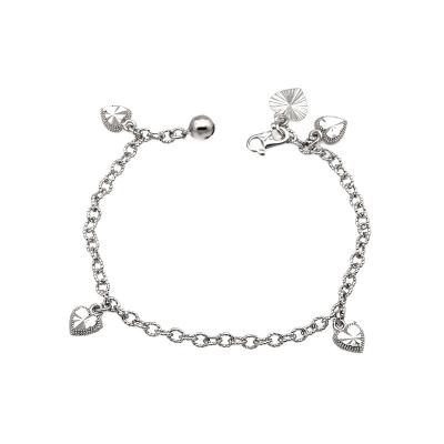 China JXX CLASSICS BSL-27 Plated Silver Cuban Links Bracelet With Heart Charm for sale