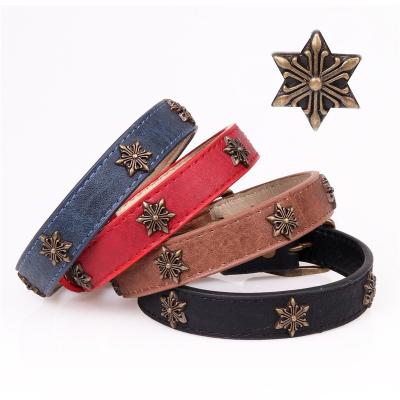 China 2022 Year Personalized Leather Collar for Dogs Decorated with Stars PU Custom Dog Collar for sale