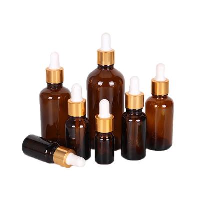 China High Quality Supplier Provide Essential Oil Cosmetic Packaging Round Amber Glass Dropper Bottles With Reasonable Price for sale