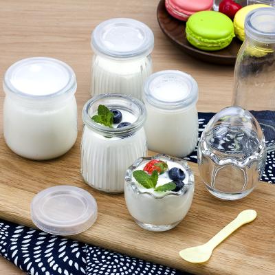 China Wholesale Food Pudding Jar Candy Glass Bottle Glass Pudding Jar With Lid for sale