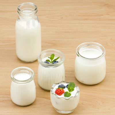 China Wholesale Pudding Yogurt Box 100ml 150ml 200ml 300ml Glass Bottle Dessert Glass Bottle Food Storage Jar Glass Milk Jars With Lid for sale