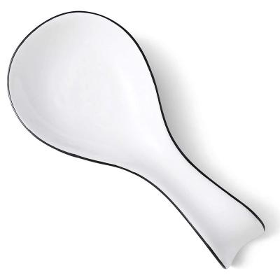 China Sustainable Ceramic Spoon Rests Large Size Porcelain Spoon Holder Utensil Rest For Counter Stove Top Utensil Holder For Spoons Pockets Tongs for sale