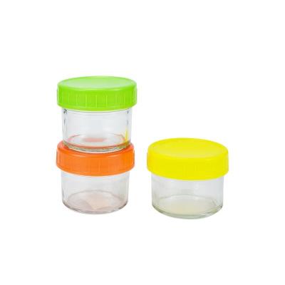 China Viable Glass Baby Food Storage Containers Food Jars With Lids Microwave Dishwasher Babies Glass Canister for sale