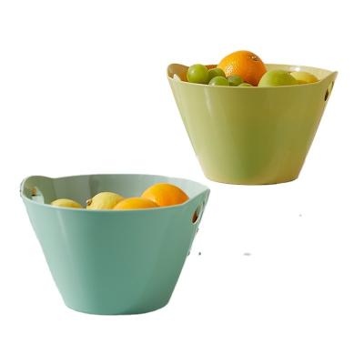 China Sustainable Kitchen Vegetable and Fruit Storage Rack Basket Double Cavity Ear Plastic Containers Frame for sale