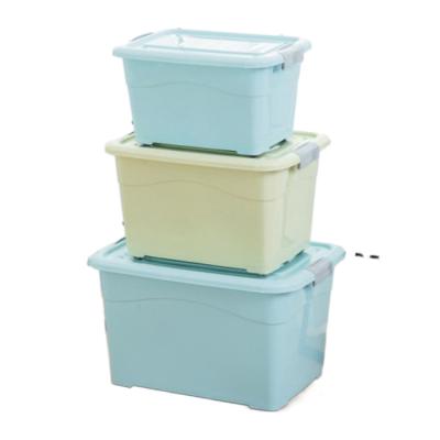 China Plastic Stocked Storage Box 55L Bin Organizer Container With Lid for sale