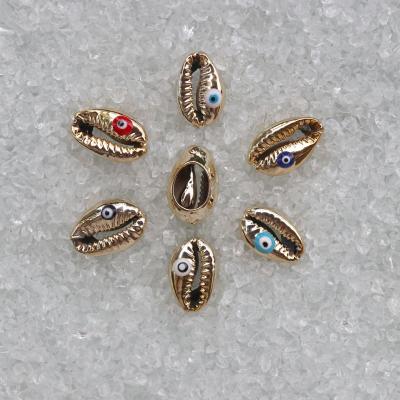 China Shell 6Colors Golden Eye Puka Cowrie Shell Beads For DIY Bracelet Jewelry Making Connect Charm Beads for sale