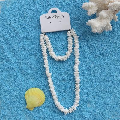 China Cute Natural White Shell Necklace + Bracelet Beach Wedding Vacation Jewelry Gift for sale