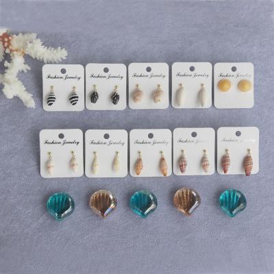 China 10 Styles Cute Small Beautiful Natural Shell Earrings Natural Shell and Conch Jewelry Beach Wedding Vacation Jewelry Gift for sale