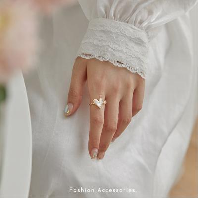 China Cute Love Shell Ring Female Japanese Light Ring Opening Adjustable Holidays Jewelry Luxury Gift for sale