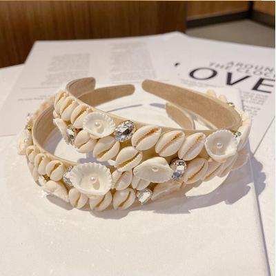 China Fashion Baroque Shell Beads Pearl Hair Hoop Leisure Beach Resort Headband Hair Accessories for sale