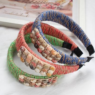 China European&American Style Fashion Cowrie Shell Beads Hemp Rope Hair Circle Leisure Resort Headband Hair Accessories for sale