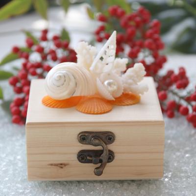 China Wooden Shell Jewelry Box Custom Handmade Natural Shell Wedding Bridal Ring Bearer Box Shell Crafts Gift for sale