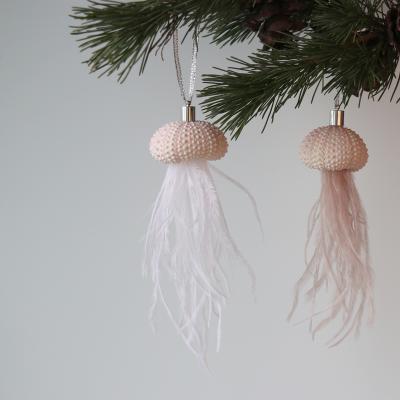 China Holiday decoration & Handmade Gift Sea Urchin Feather Christmas&Wedding Pendant&Drop Ornaments Party DIY Natural Shell Decor for sale