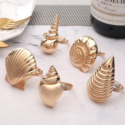 China Coastal Shell Napkin Rings Napkin Holders Art Decor Mix 5 Style Alloy Beach Bedroom Table Decor for sale