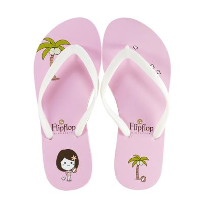 China Wholesale fashion flat slippers trend fashion brand illustration style custom ladies the flip flop coconut tree for sale