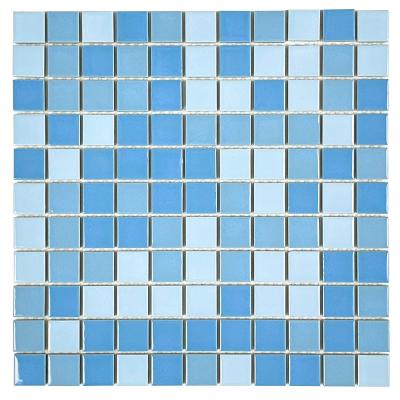 China Modern glazed mosaic floor tiles fan shape fish scale porcelain mosaic tiles swimming pool tiles for sale