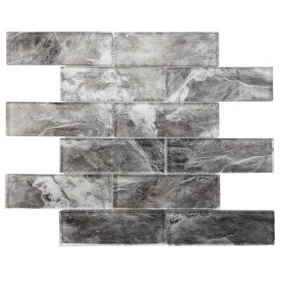 China Modern Gray Marble Looks Glass Mosaic Decoration Tiles Direct Factory Wholesale Price for sale