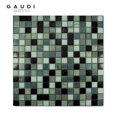 China Black and white parquet color glas mosaic slab floor in room wall for sale