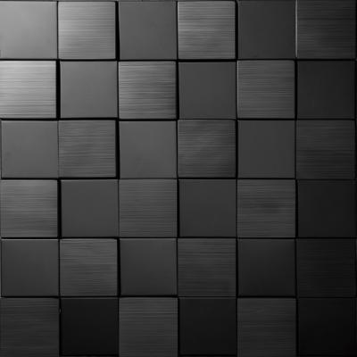 China Parquet 3D Black Metal Mosaic Bathroom Kitchen Backsplash Slab for sale