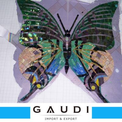 China Beautiful Parquet Hot Fashion Butterfly Mosaic Pattern For Wall Slab for sale