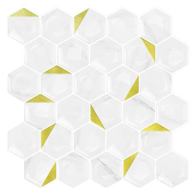 China Modern Backsplash Peel and Stick Tile 3D Self Adhesive Vinyl Hexagon Mosaic Decor for Kitchen Bathroom Living Room for sale