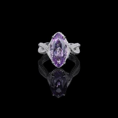 China CLASSIC Amethyst Marquise Cut Gemstone Ring From Top Standard Wholesale Manufacturer Of Sterling Silver Jewelry Rings Trustworthy for sale