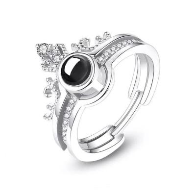 China Lead Free 100 Languages ​​I LOVE U Projection Crown Pendant Ring for sale