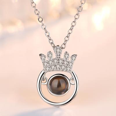 China Lead Free Silver Crown Necklace 925 Chain Jewelry For Women for sale