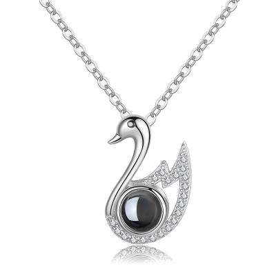 China S925 Swan Necklace 100 Sterling Silver Tongues Projection Lead Free Pendant Necklace I Love You for sale