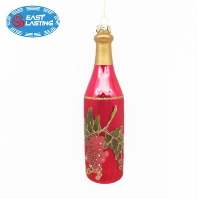 China Christmas decoration & Christmas Gift Red Wine Glass Ball Drinking Themed Glass Figurine Ornament for sale