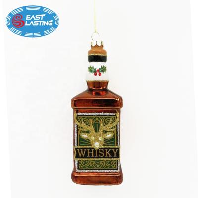 China Christmas decoration & gift whiskey glass christmas ornament drinks themed glass figurine for sale