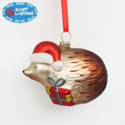 China Custom Folk Art Squirrel Glass Christmas Animal Hanging Ornaments For Christmas Decoration for sale