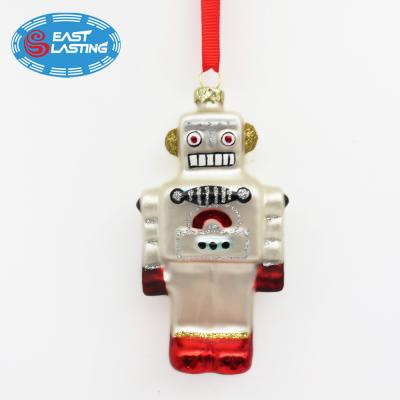 China Folk Art Custom Robert Christmas Glass Figures Hanging Ornaments For Christmas Decoration for sale