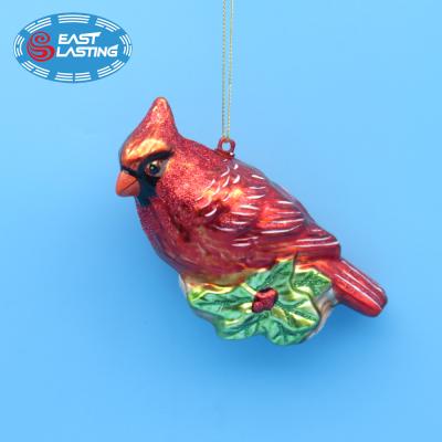 China Christmas Tree Decoration Northern Cardinal Glass Christmas Baubles Hanging Ornaments for sale