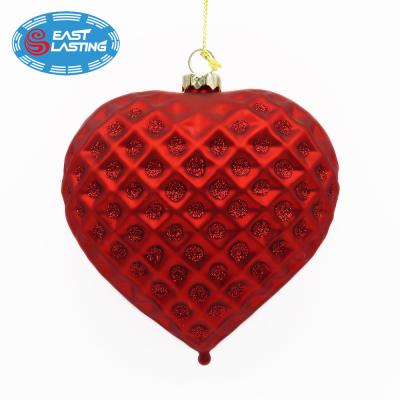 China Christamas Tree Decoration Jeweled Facet Blown Glass Heart Shape Ornament, Christmas Tree Ball Wholesale for sale