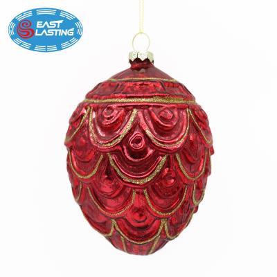 China Wholesale Christamas Tree Decoration Mercury Pinecone Christmas Decor Glass Ball Red Glass Ornaments for sale