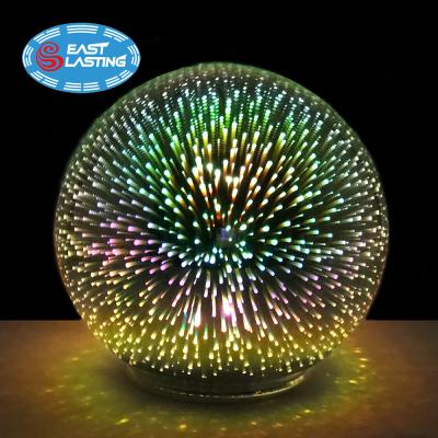 China Europe Decorative 3D Firework Light Battery Operated Christmas Lead Glass Sphere Ball for sale