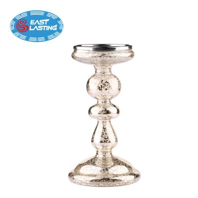 China Home Decoration Silver Mecury Candle Holder For Home Decoration, Long-Bent Glass Candle Holder for sale